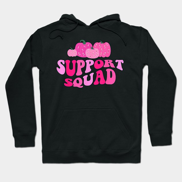 Groovy Support Squad Pumpkins Fall Breast Cancer Awareness Hoodie by everetto